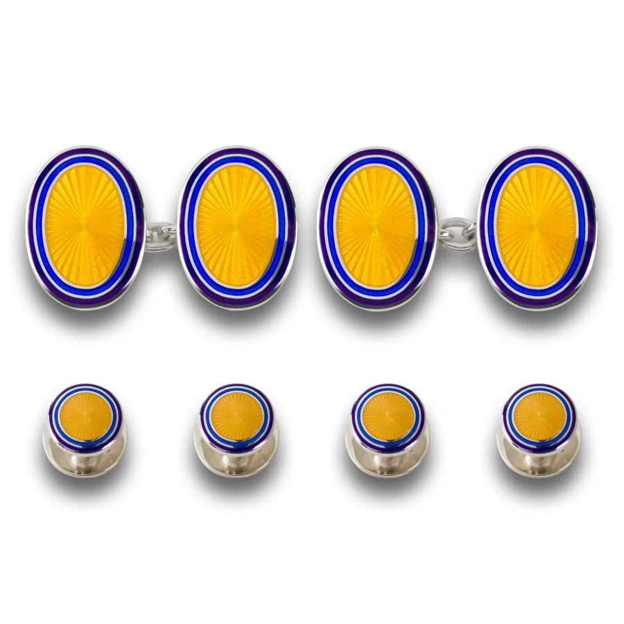 Sterling Silver Enamel Sunburst Rim Dress Set in Yellow