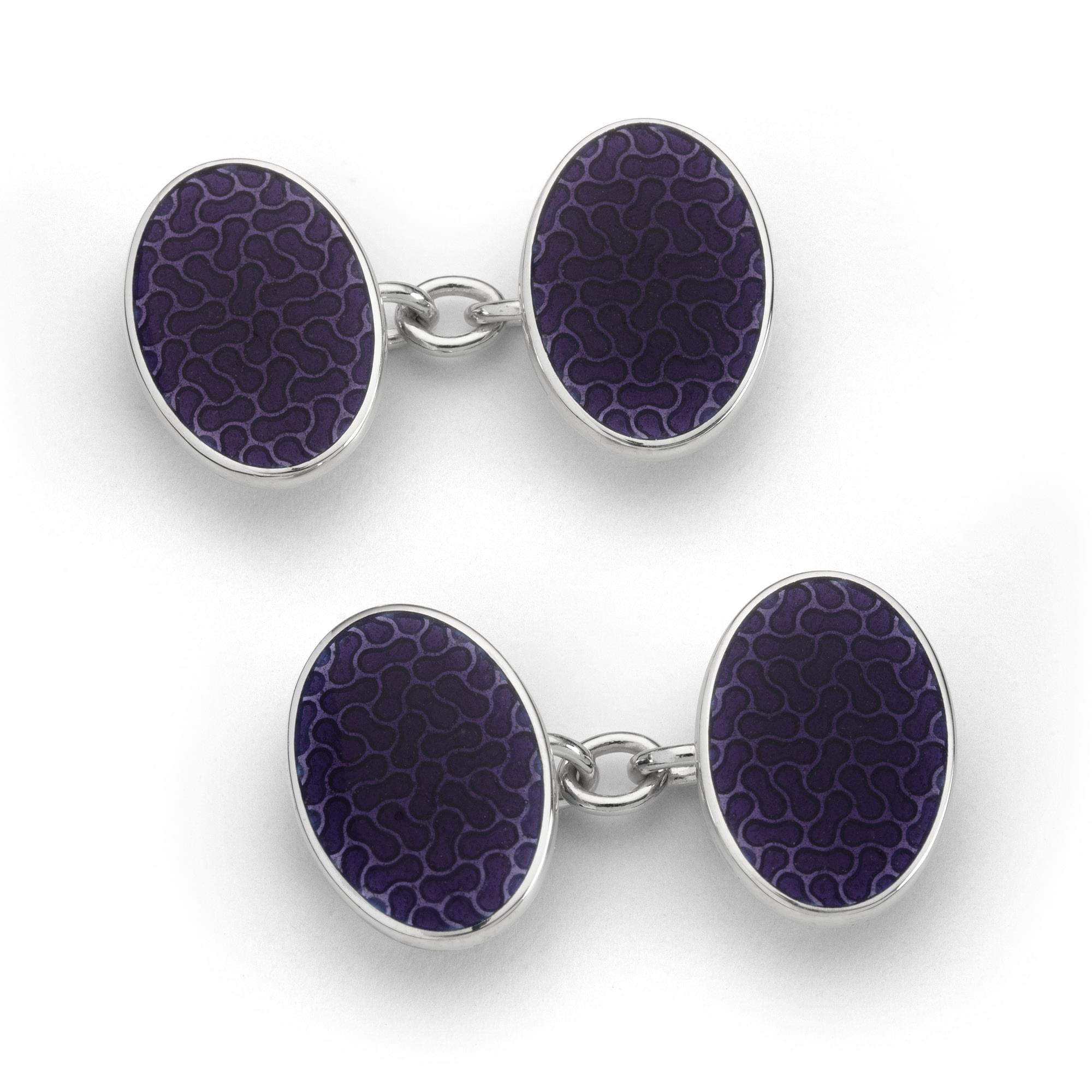 Sterling Silver Enamel Flat Peanut Cufflinks in Purple