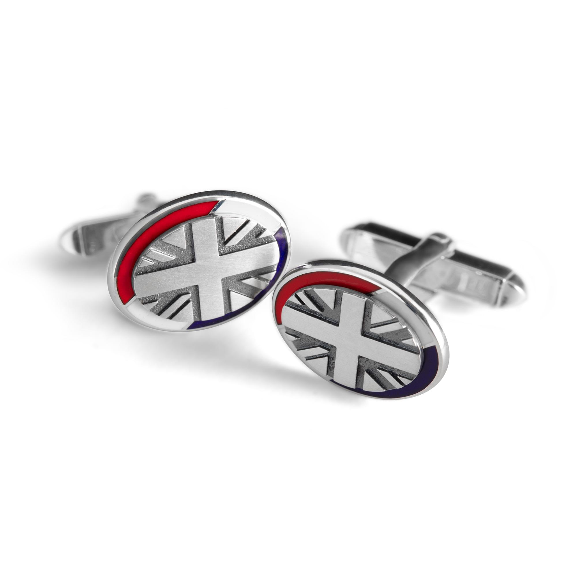 Sterling Silver Enamel UK Flag Cufflinks