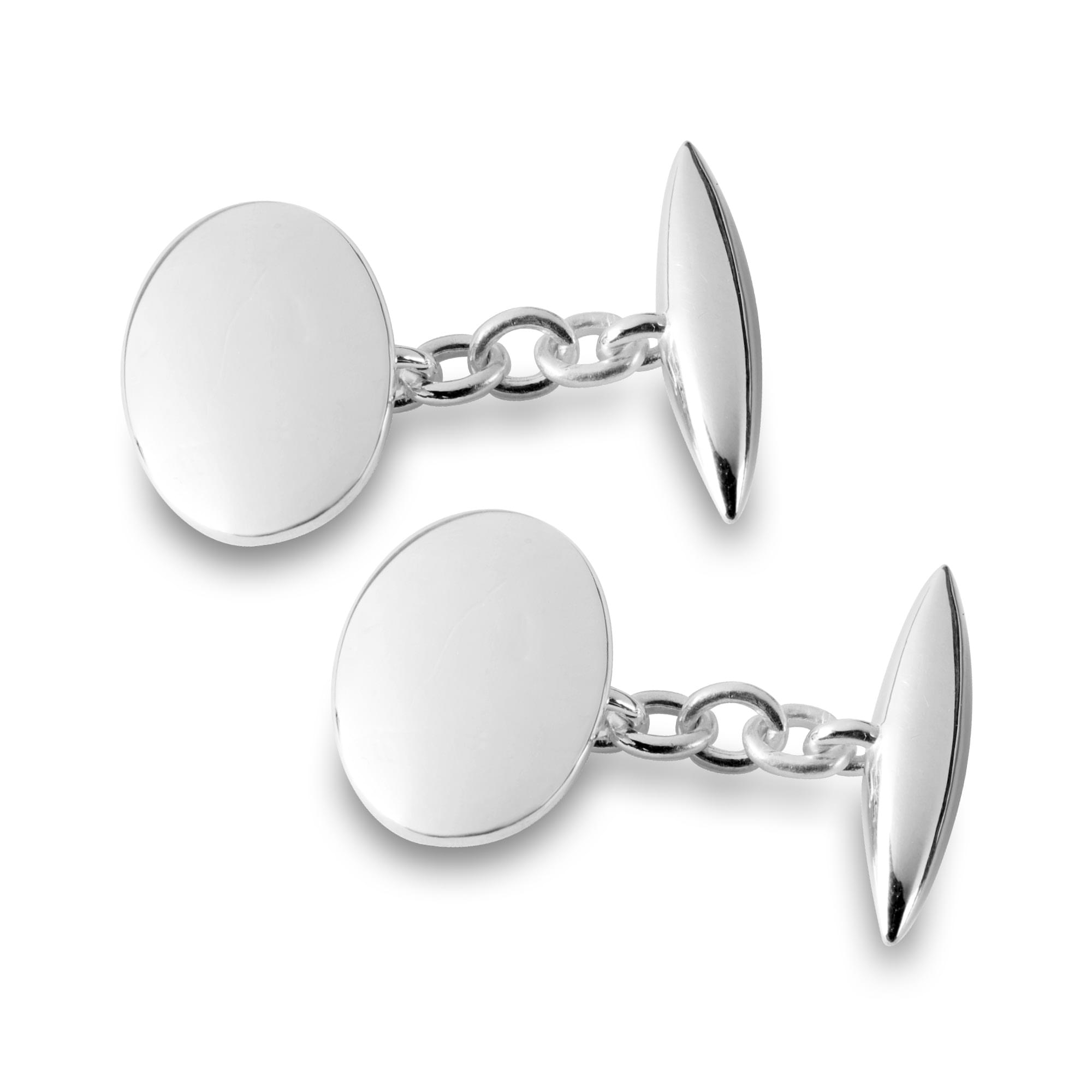 Sterling Silver Oval and Torpedo Cufflinks