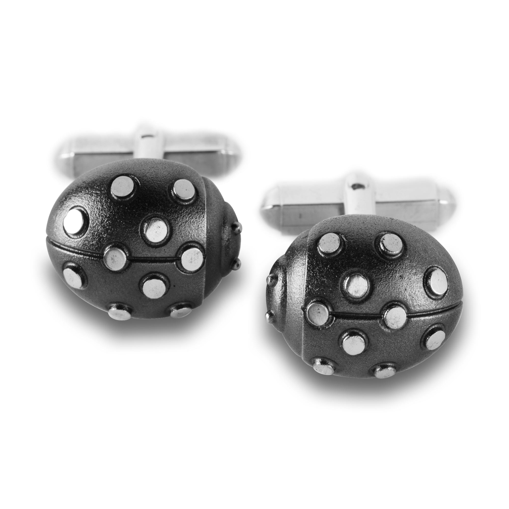 Sterling Silver Part-Oxidised Ladybird Cufflinks
