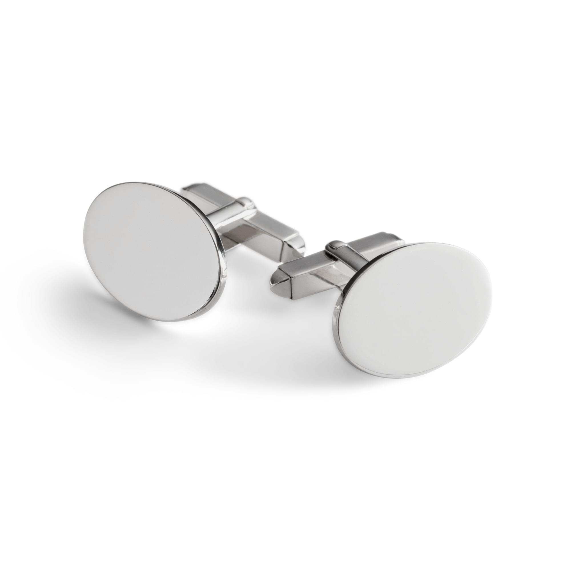 Sterling Silver Plain Oval T-Bar Cufflinks