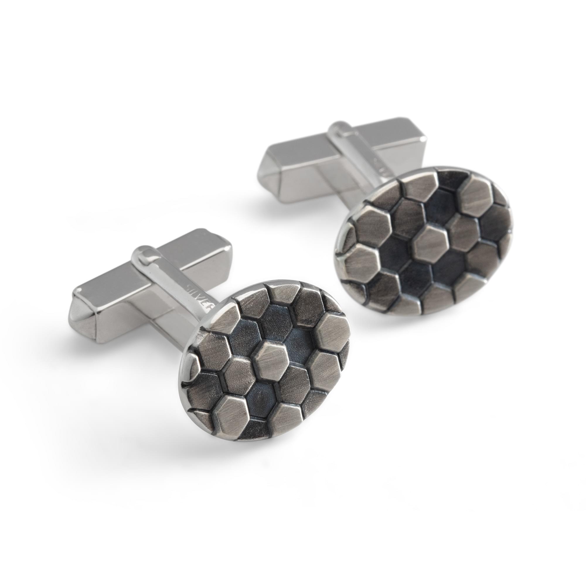 Sterling Silver 3D Hex Cufflinks