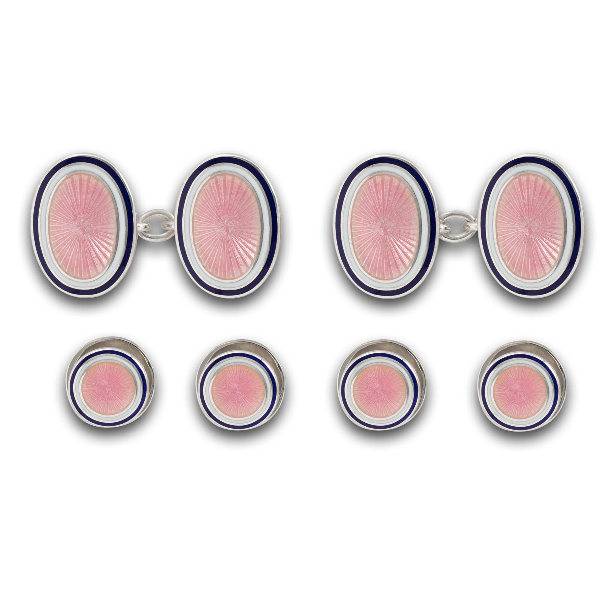 Sterling Silver Enamel Sunburst Rim Dress Set in Pink