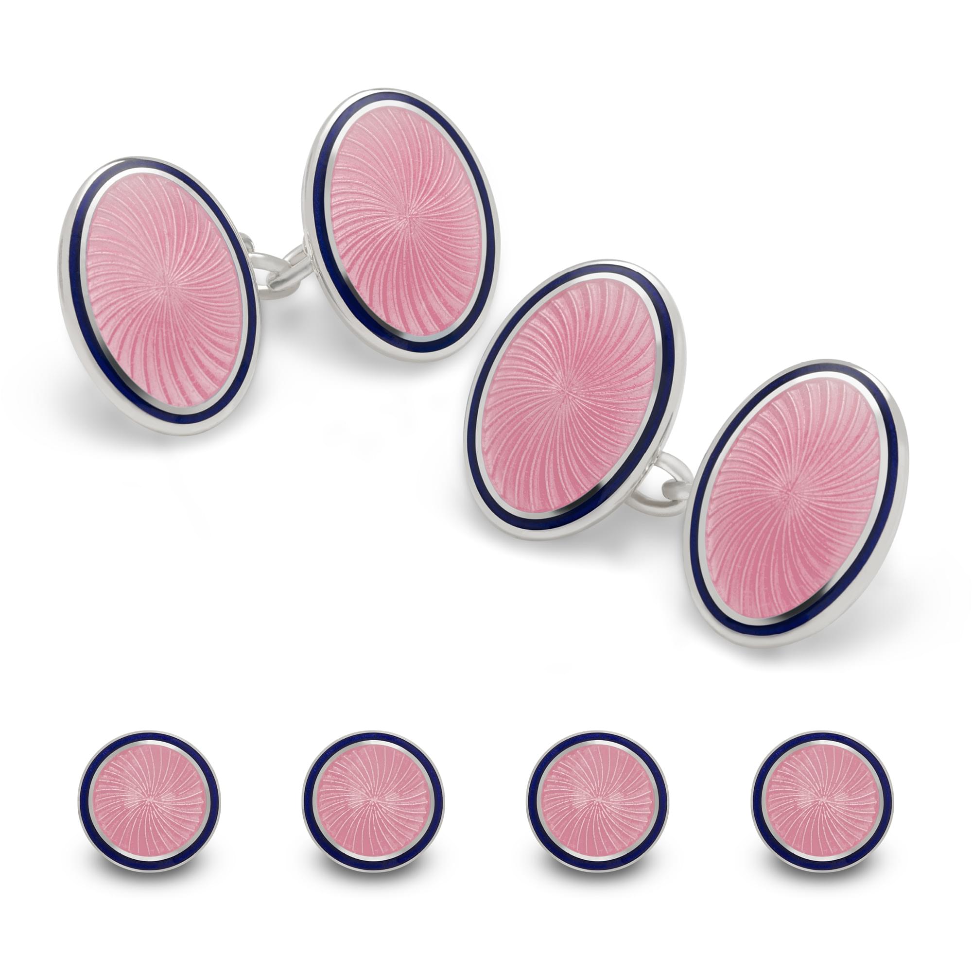 Sterling Silver Enamel Sunburst Swirl Dress Set in Pink