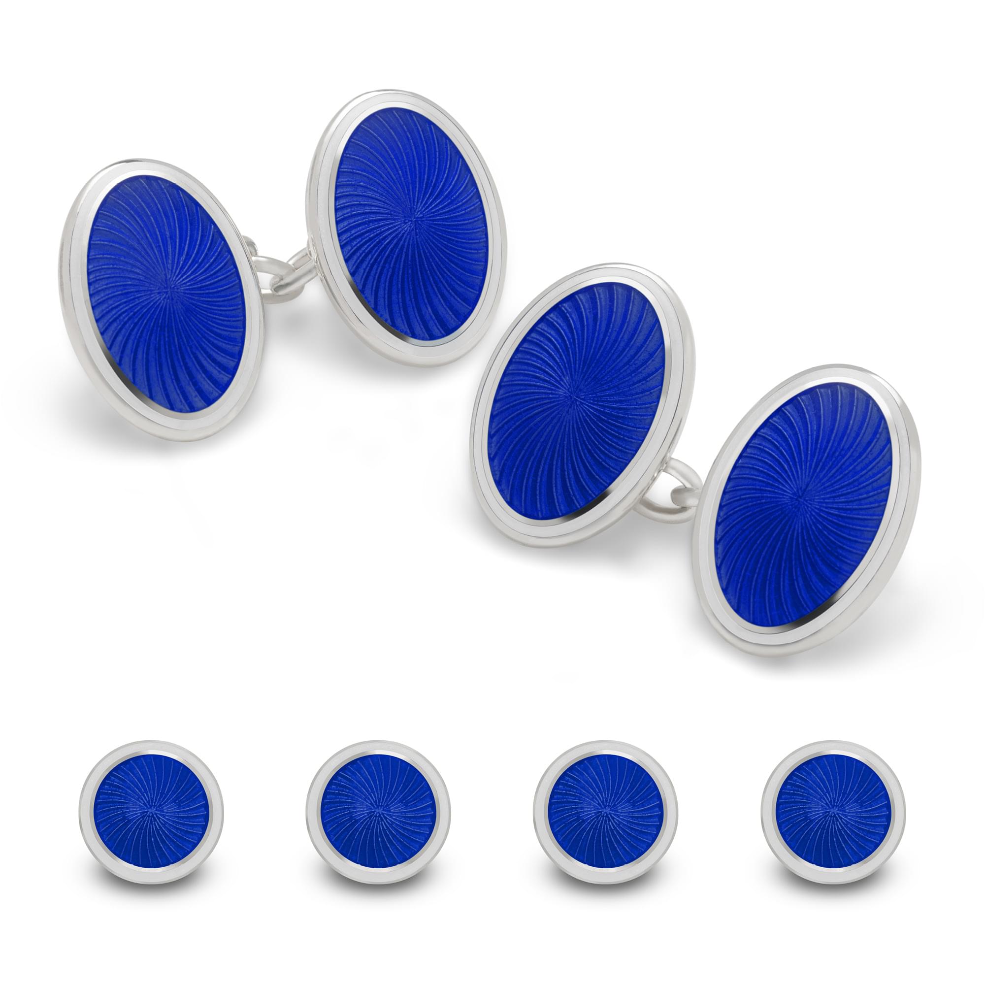 Sterling Silver Enamel Sunburst Swirl Dress Set in Royal Blue