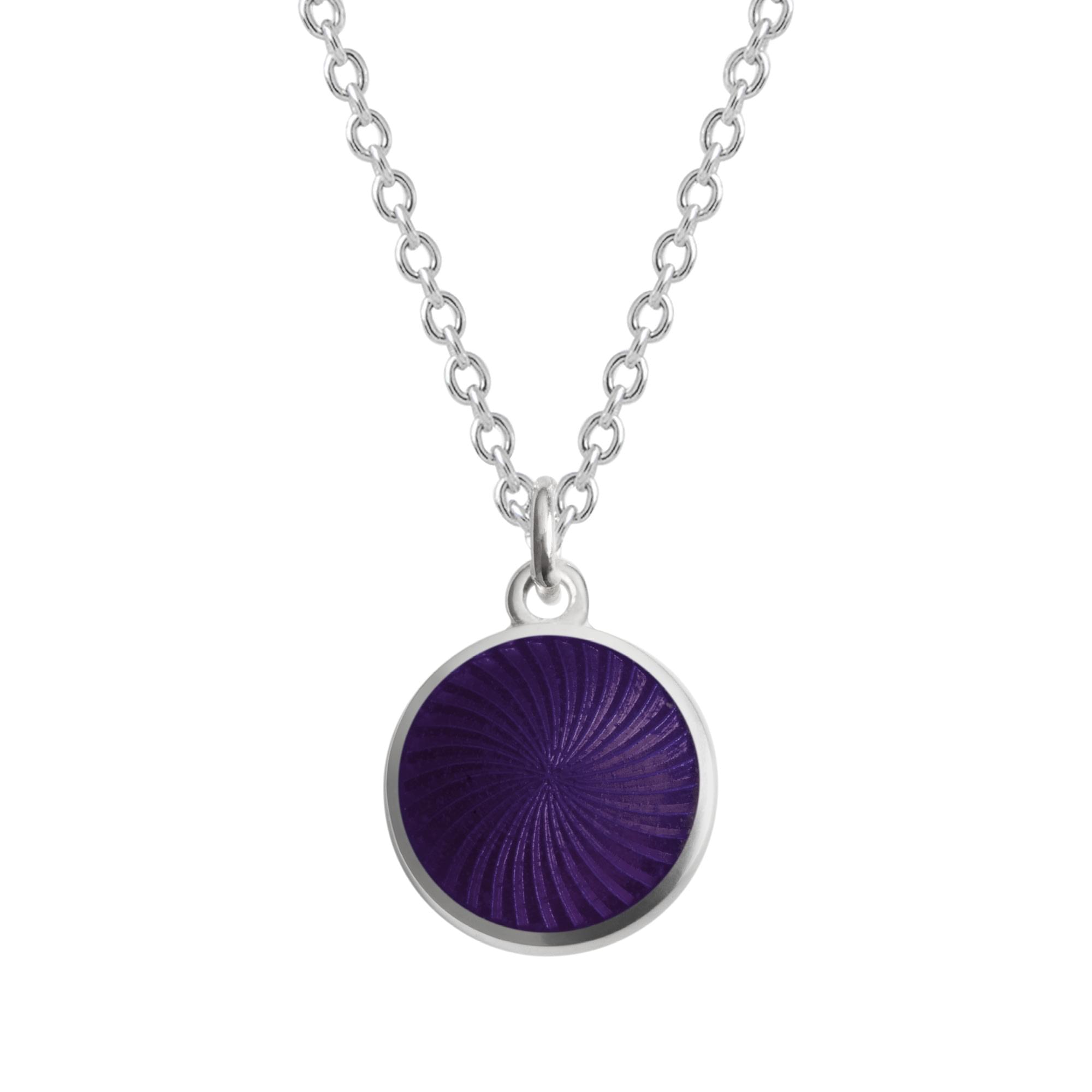 Sterling Silver Enamel Sunburst Swirl Pendant in Purple