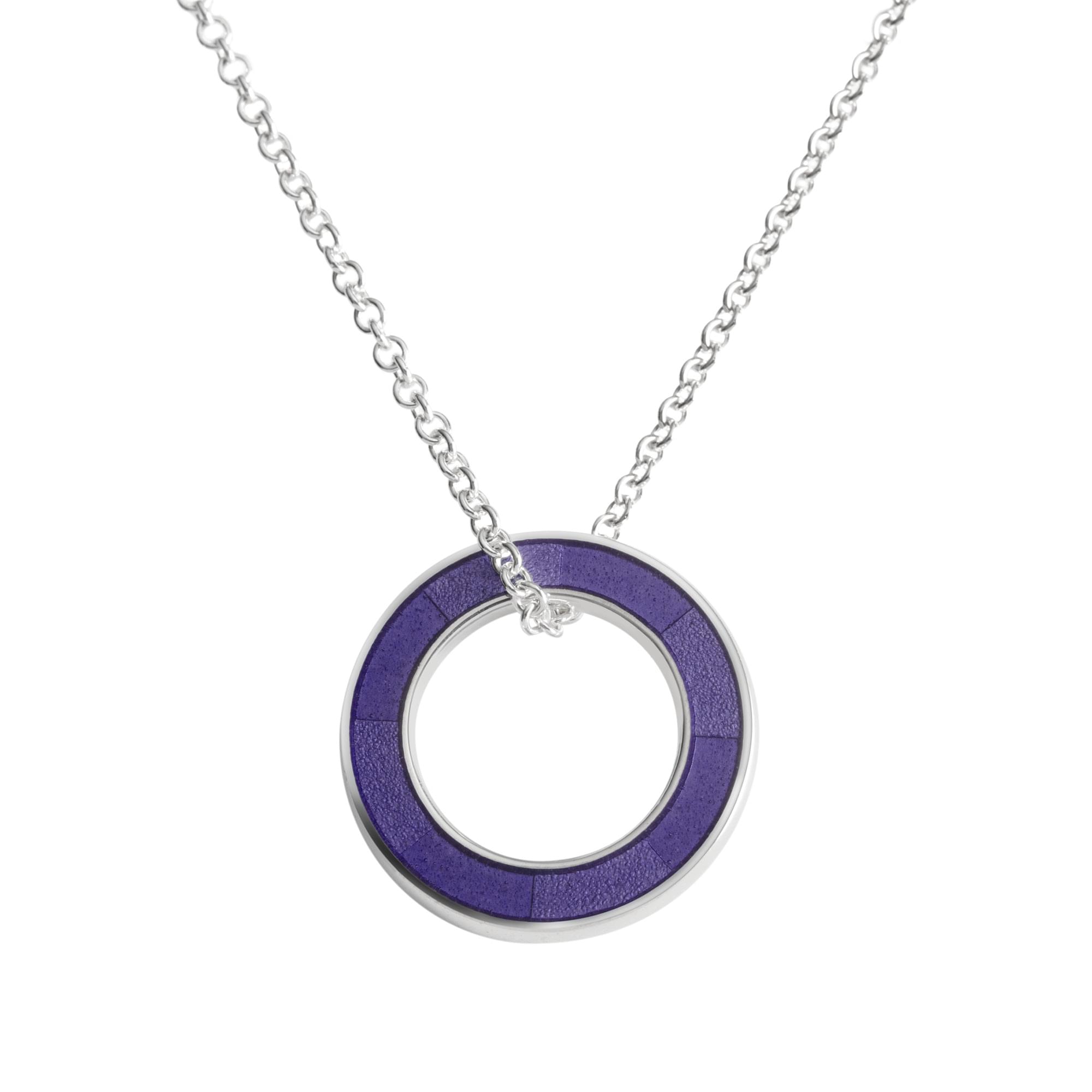 Sterling Silver Enamel Circle of Colour Pendant in Purple