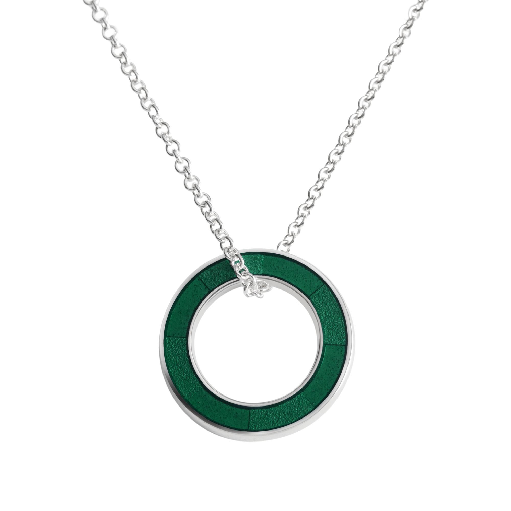 Sterling Silver Enamel Circle of Colour Pendant in Green