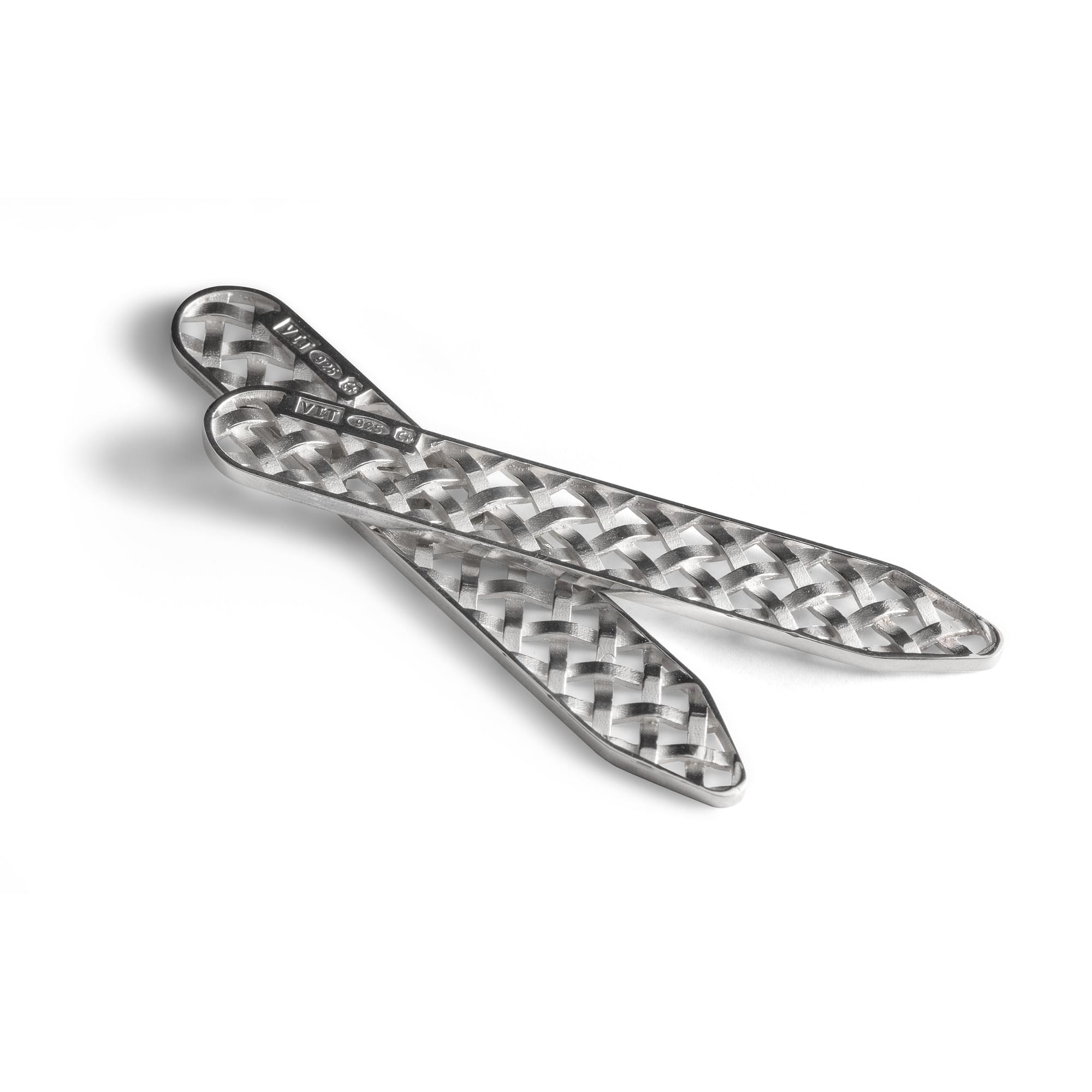 Sterling Silver Crosshatch Collar Stiffeners